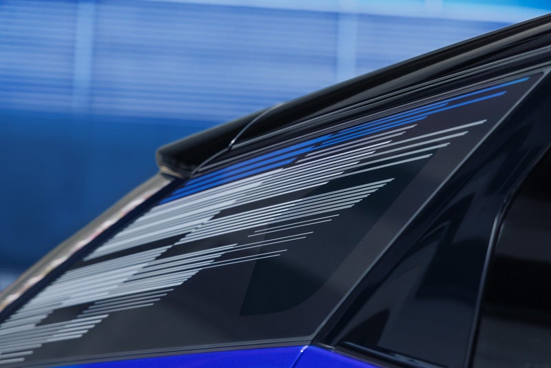 Close-up of the Modern Pattern on the 2026 OPTIQ-V Rear Quarter Glass | Empire Cadillac of Long Island City in Long Island City NY