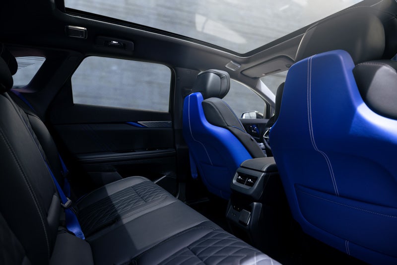 Back Seat View of the 2026 OPTIQ-V Blue Front Seats, Sun Roof, and Interior | Empire Cadillac of Long Island City in Long Island City NY